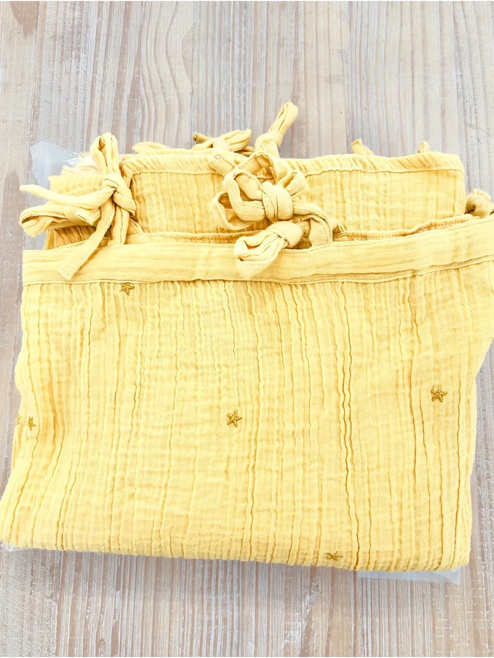 (2) NWT Crate&Kids Aldrin Organic Cotton Star Sheer Curtain Panel - Yellow